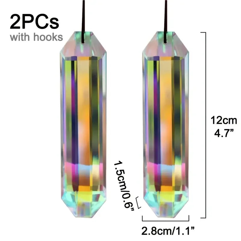 2-pcs Sun Catcher Window Prism Pendant Rainbow Hanging Ornament for Home and Garden