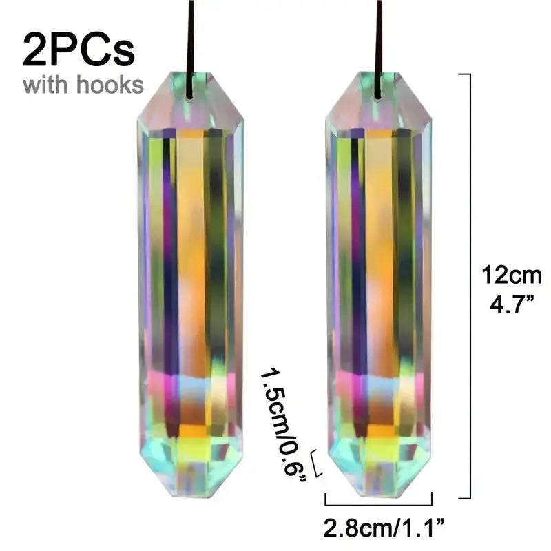 2-pcs Sun Catcher Window Prism Pendant Rainbow Hanging Ornament for Home and Garden