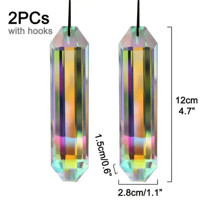 2-pcs Sun Catcher Window Prism Pendant Rainbow Hanging Ornament for Home and Garden