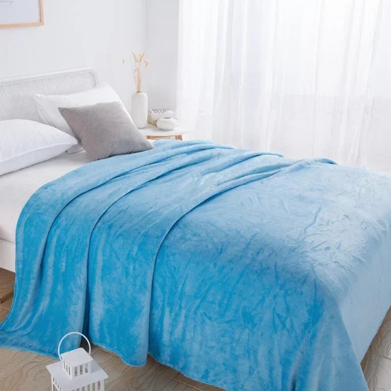 1PC Flannel Blanket, Soft Warm Fleece Throw, Thick Lightweight Cozy Bed Cover