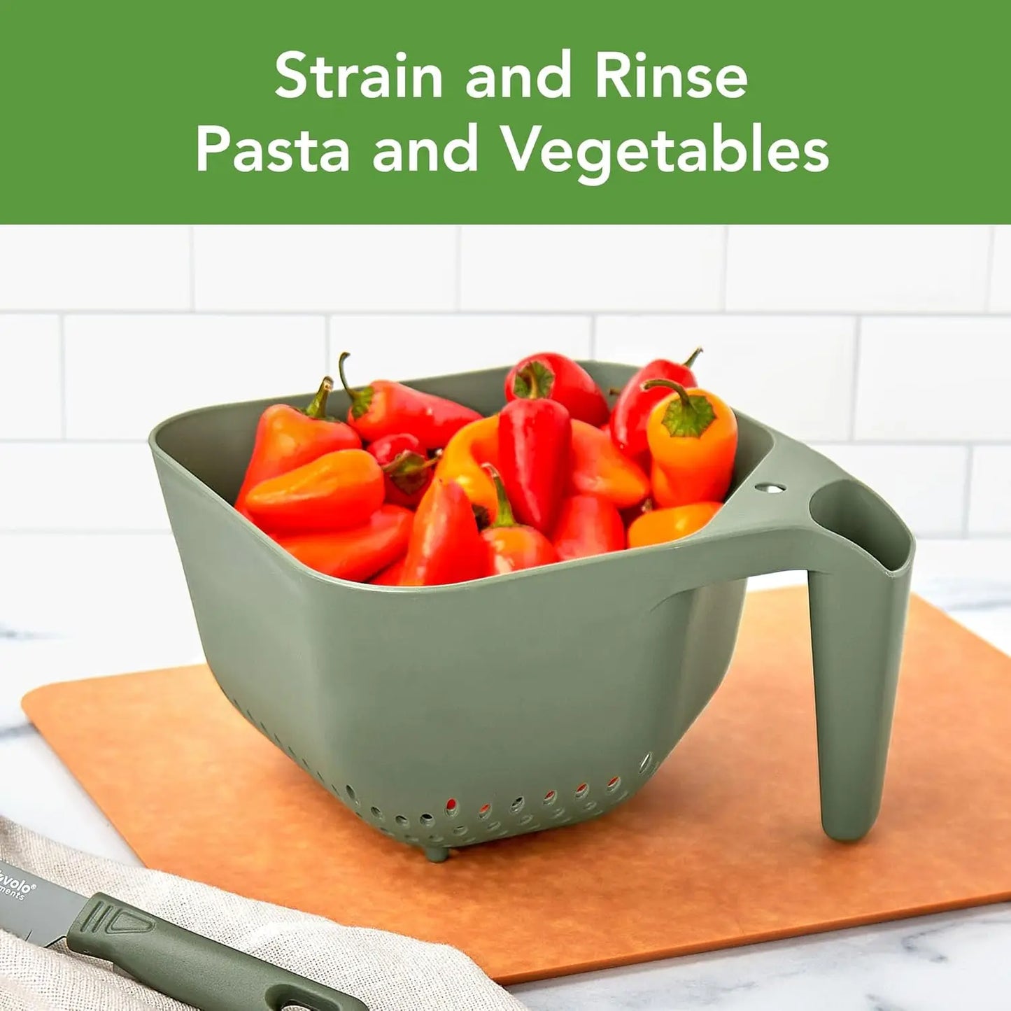 3 Quart Colander BPA Free Food Safe Plastic Strainer with Handle Heavy Duty Heat Resistant Pasta and Veggies Kitchen Drainer St