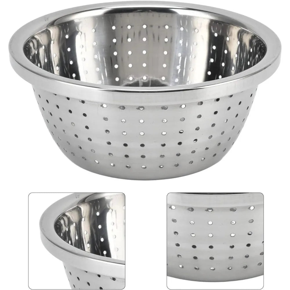 Vegetable Washing Basket, Drain Holes Stainless Steel Colander, Strainer Washing Basket for Drainage Basin, Rice Sieve and Stora