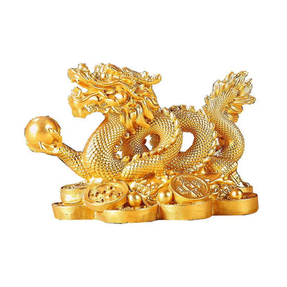 2024 Chinese Dragon Figurines Resin Dragon Figurine Ornament Attract Wealth Auspicious Dragon Statuette Desktop Decoration