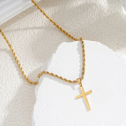 New Stainless Steel Cross Pendant Necklace Minimalist Gold Color