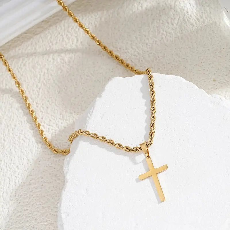 New Stainless Steel Cross Pendant Necklace Minimalist Gold Color
