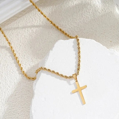 New Stainless Steel Cross Pendant Necklace Minimalist Gold Color