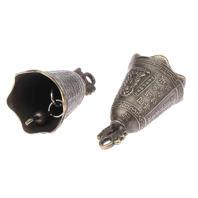2Pcs Retro China's Mini Bronze Sculpture Pray Buddha Feng Shui Bell Home Garden Decorative Wind Bells Car Pendant Accessories