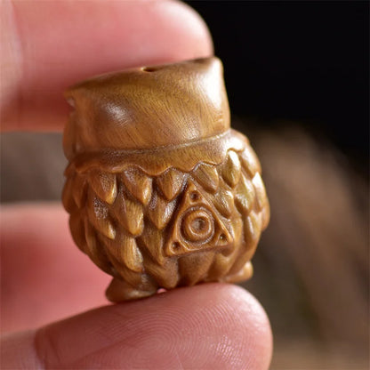 Mini Wood Carving Owl, Green Sandalwood Ornaments, Lovely Creative DIY Pendant, Table Decoration, Children's Commemorative Gifts