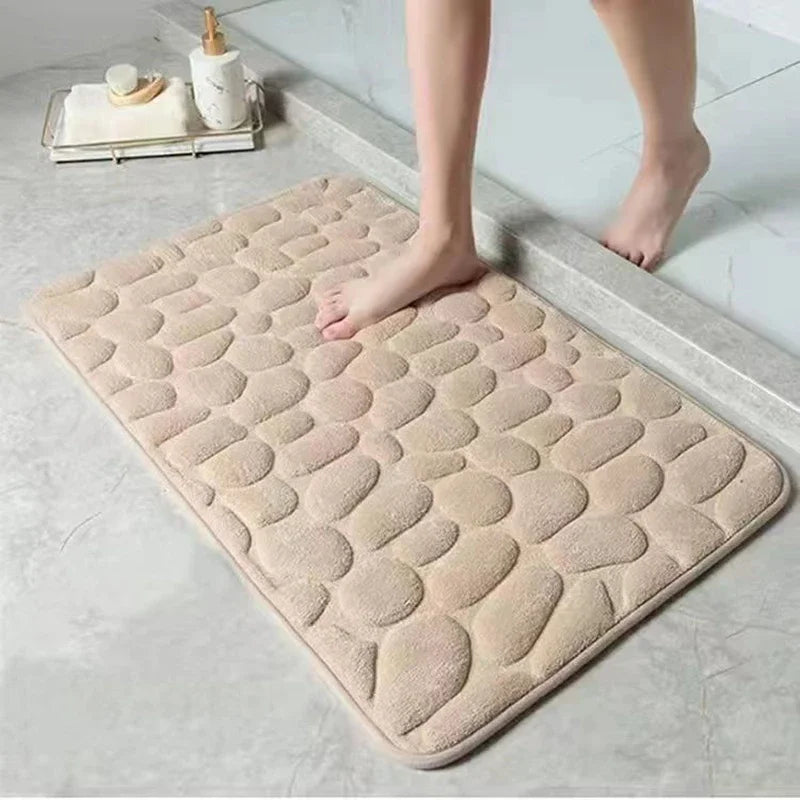 3D Non-Slip Bath Mat Embossed Absorbent Machine Washable Quick Drying
