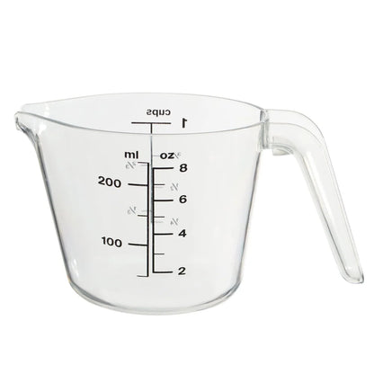 4 Pack Large Spout Plastic Measuring Cups Clear 8oz Easy Pouring Hand Wash Safe Stackable Kitchen Tools