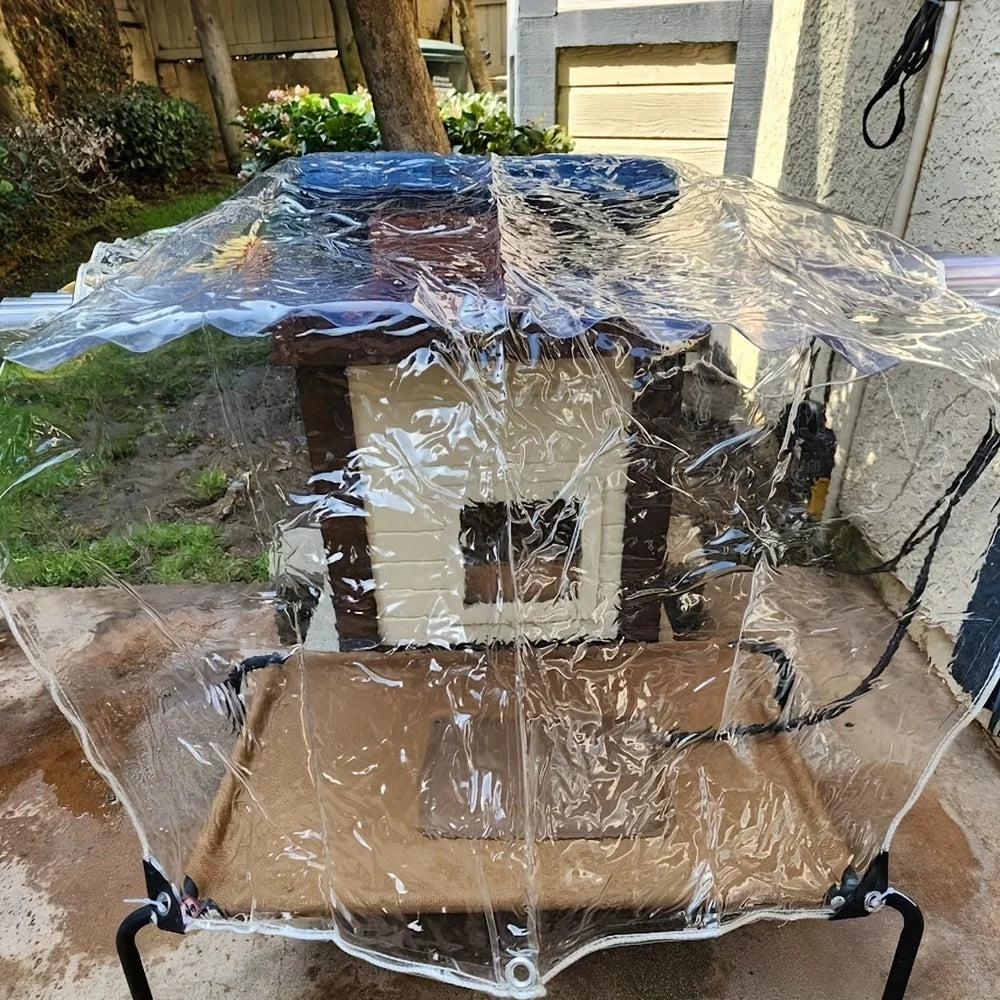 1 Thickeneded Transparent Waterproof Tarp with a Sealing Ring - for Camping Sunshade, Courtyard Wind Protection, and Doghouse Rain