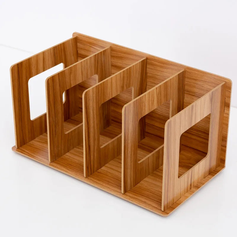 Desktop shelf student book stand simple desktop bookshelf DIY creative CD rack wooden DVD rack office organizers