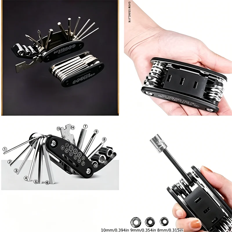 16-in-1 Socket Wrench Set, Non-Slip Rotating. Durable Stainless Steel for Home &amp; Car Repairs. Easy &amp; Universal Tool.