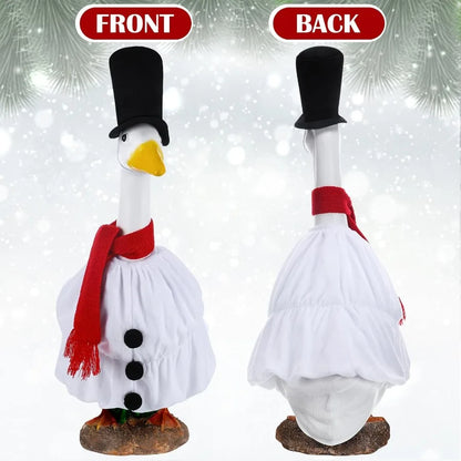 Christmas Porch Goose Outfits Clothes for Plastic 23'' Cement Goose Duck Lawn Yard Decorations Snowman Theme Outdoor