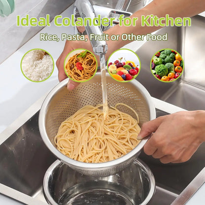 304 Stainless Steel Colander Microporous with Mixing Bowls, 2-Quart Strainers and Colanders for Kitchen, Food-Grade Strainer for