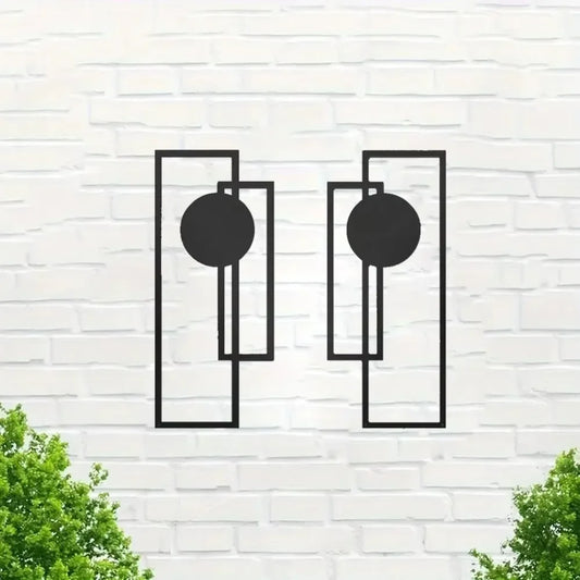 2Pcs Abstract Metal Wall Decor – Minimalist Vertical Geometric Sculptures for Sophisticated Spaces