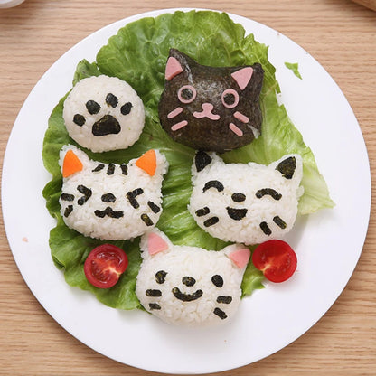 Rice Ball Mold Set Chicken Bear Kawaii Sushi Curry Rice Mould Pattern Bento Accessories Seaweed Cutter Kitchen Tools
