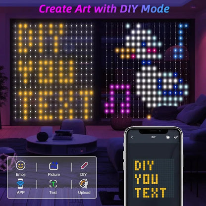 MIMI RGB Curtain Lights 400LEDs,Smart LED Curtain Light,IP65 Waterproof,Smart LED Wall Lights with APP&Remote