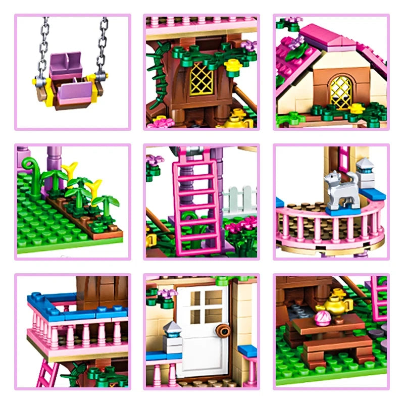 Friends City Tree House Summer Holiday Villa Castle Building Blocks Sets Figures Garden DIY Toys for Kids Girl Birthday Gift