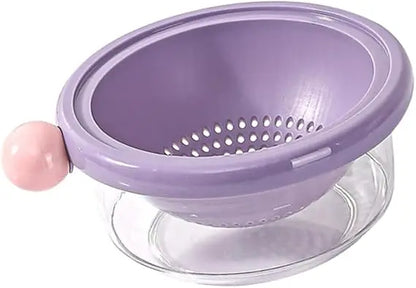 Kitchen Strainer Colander Bowl Drain Bowl Double Layer Home Multifunctional 2 in Colander Set for Food Mixing Salad, Violet 24x1