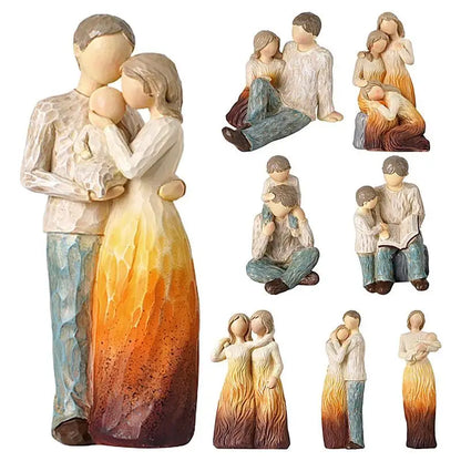Nordic Angel Love Family Resin Figure Figurine Ornaments Family Happy Time Home Decor Crafts Statue Mother's Day Birthday Gifts