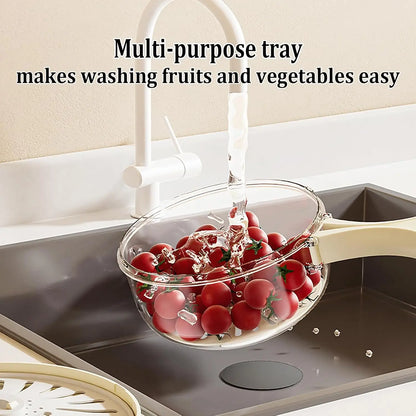Kitchen Fruit Drainage Basket, Multifunctional Drainage Bowl, Fruit and Vegetable Washing Bowl with Lid, Kitchen Dual-Layer Drai