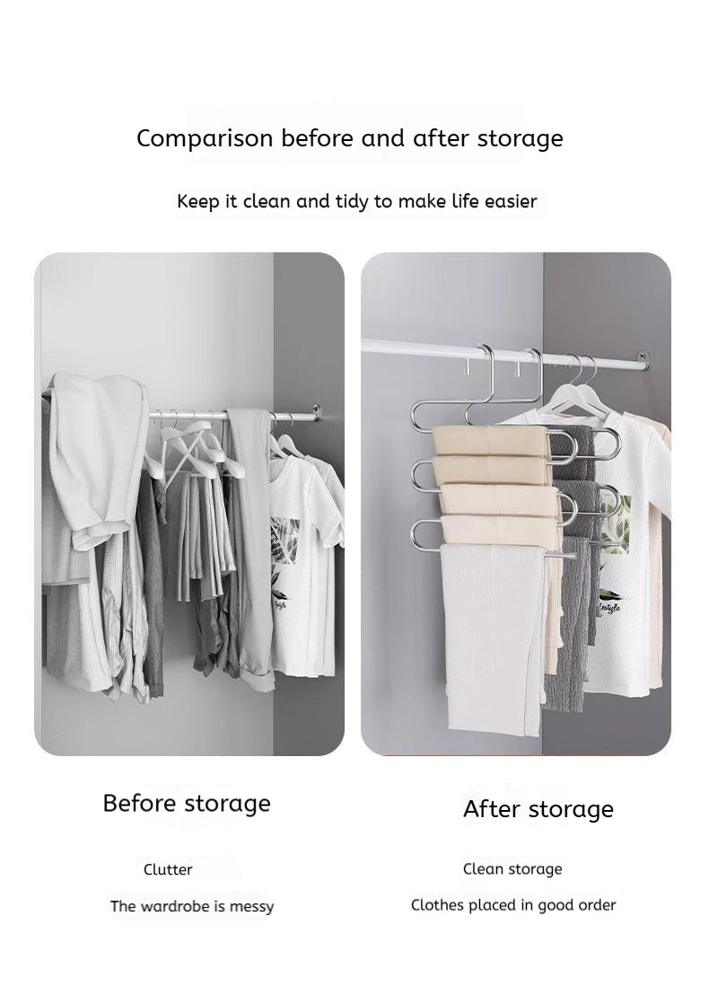 5 Layers Multi-functional Clothes Hangers Non-slip Pant Storage Rack Cloth Rack with Multiple Functions for Hanging and Storage