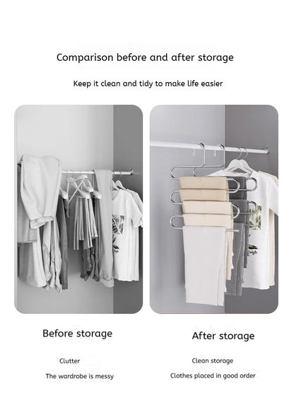 5 Layers Multi-functional Clothes Hangers Non-slip Pant Storage Rack Cloth Rack with Multiple Functions for Hanging and Storage