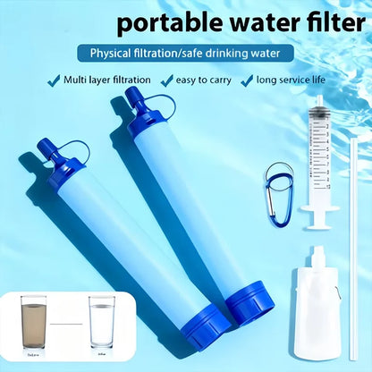 1pcs Outdoor Water Filter, Personal Straw Water Filtration System, Emergency Survival Water Purifier For Camping Hiking Climbing