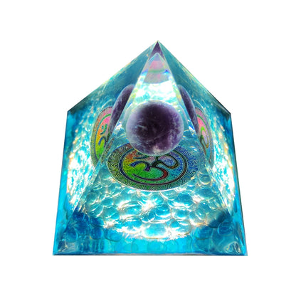 Crystal Orgone Pyramid Handmade Healing Reiki Energy Generator Orgonite Ornament Tabletop Garden Miniature Decoration
