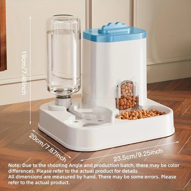 1-Pack Automatic Gravity-Fed Cat Water Dispenser & Feeder - Spill-Proof Large Capacity One-Piece Design,