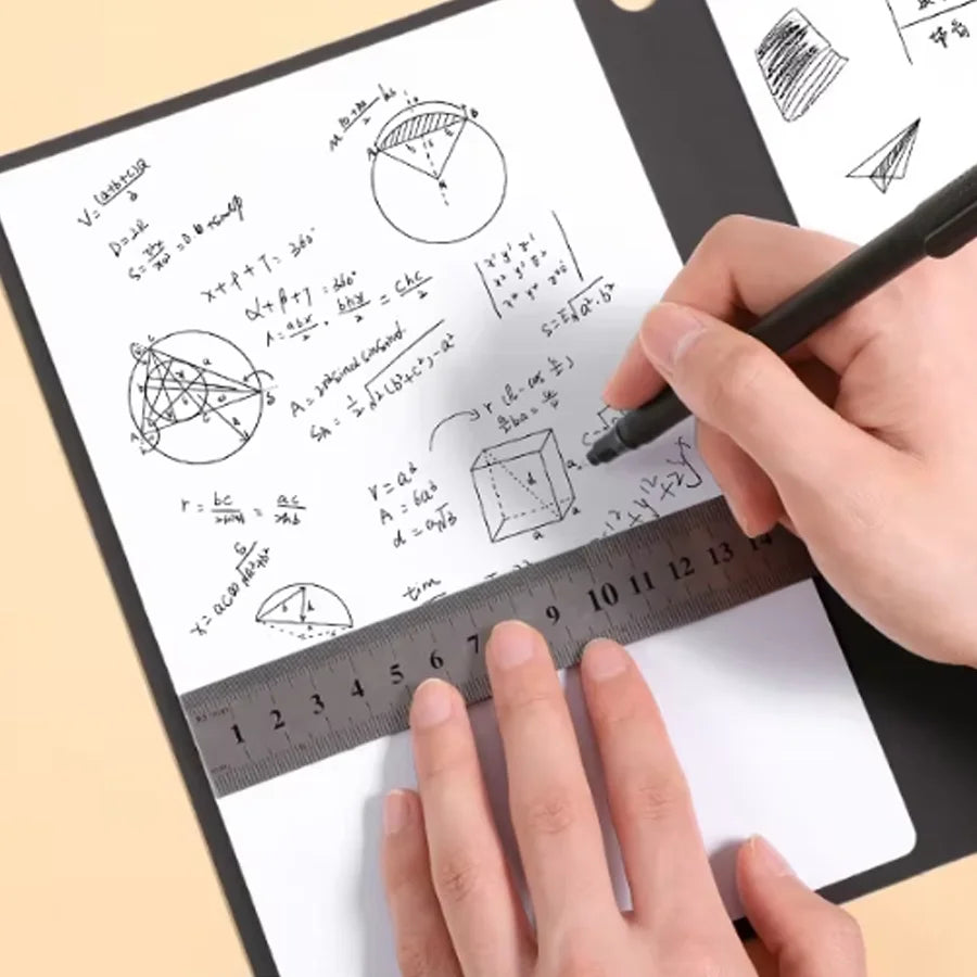 A5 Reusable Whiteboard Notebook Set with Whiteboard Pen Erasing Cloth use as Memo Pad, Weekly Planner, Portable Stylish Office