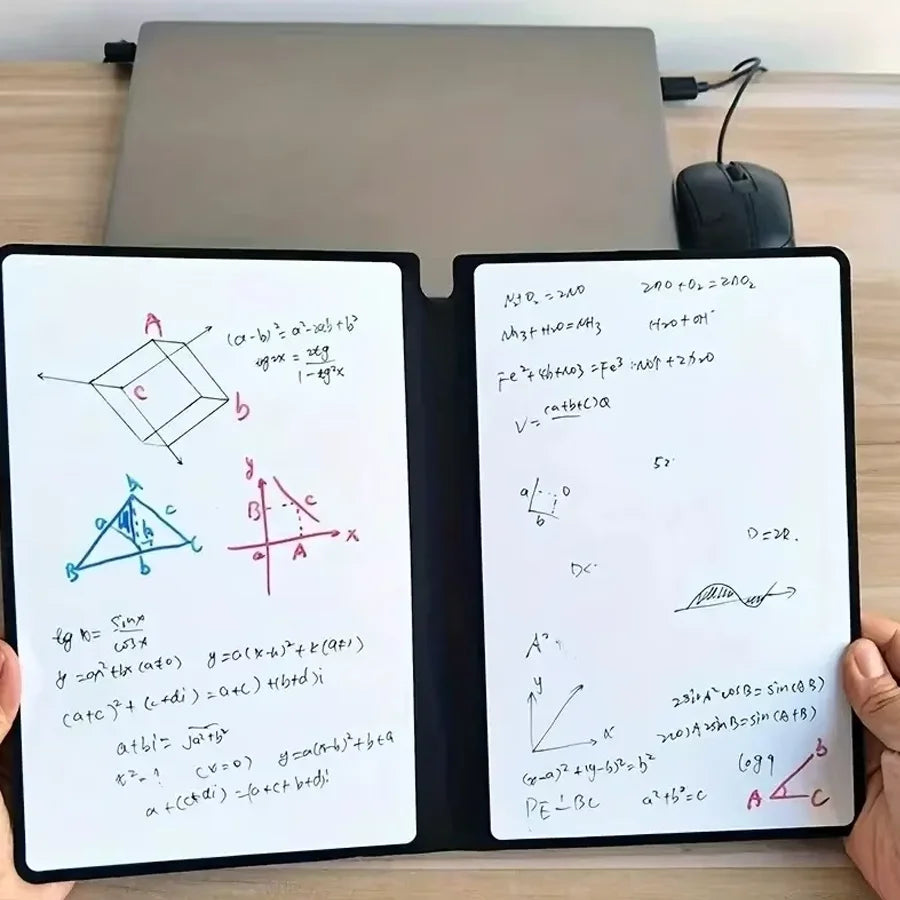 A5 Reusable Whiteboard Notebook Set with Whiteboard Pen Erasing Cloth use as Memo Pad, Weekly Planner, Portable Stylish Office