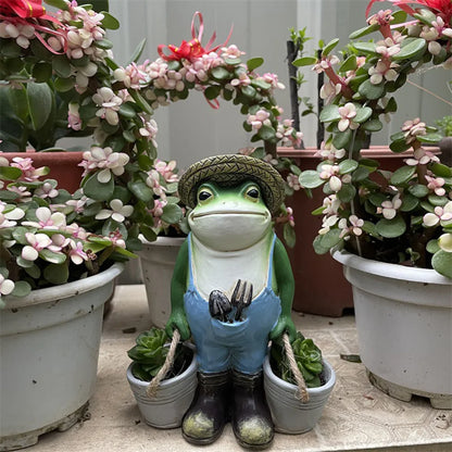 Cute Frog Yard Decor Resin Frog Succulent Flower Pot Creative Small Frog Figurine Planter for Indoor Outdoor Decor