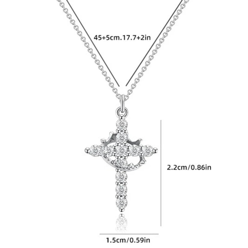Light Luxury Pave Zircon Cross Necklace | Gold/Silver Dual-Tone Colors | Unique Versatile Daily Jewelry