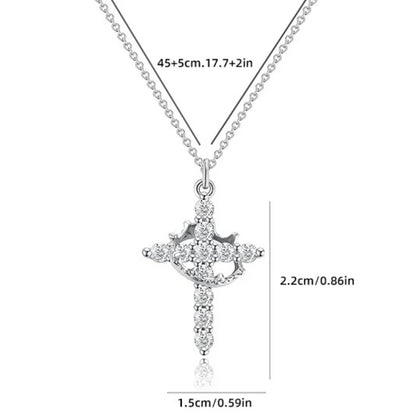 Light Luxury Pave Zircon Cross Necklace | Gold/Silver Dual-Tone Colors | Unique Versatile Daily Jewelry