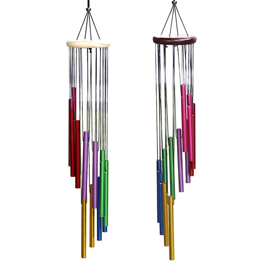 Outdoor Garden Wind Chime 12 Hollow Metal Tubes with Hook Wind Chimes Pendant Hanging for Garden Yard Patio and Home Decoration