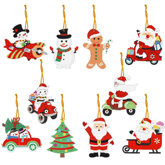5/10Pcs/set Christmas Decor Diamond Painting Pendant Special-shaped Drill 5D DIY Hanging Ornament Spot Drill Cartoon Single Side