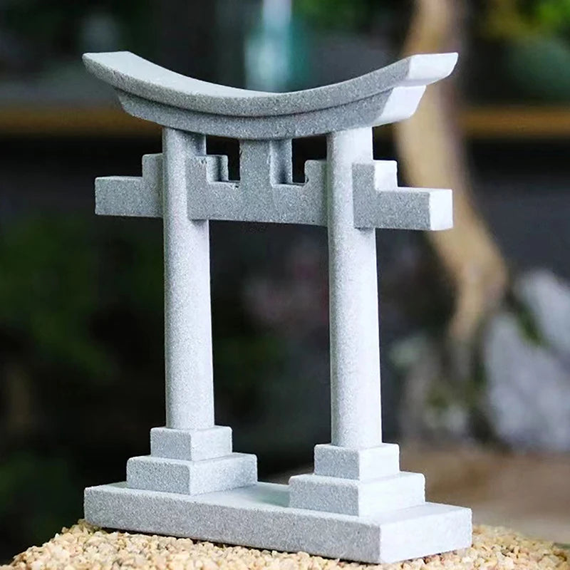Torii Gate Japanese Aquarium Decor Miniature Ornament Garden Shrine Shinto Landscape Sandstone Micro Decoration Simulation