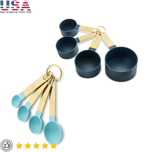 8 Piece Measuring Cup Spoon Set Kitchen Utensils Accurate Measurement Durable Easy Clean Nesting Design Perfect Baking Cooking