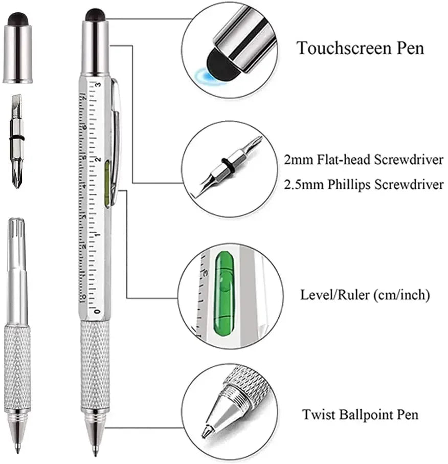 7-in-1 Multifunctional Pen Stylus Touchscreen Screwdriver Ruler Level Tool
