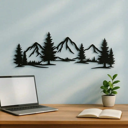 1PC Mountain & Forest Metal Wall Sculpture – Modern Farmhouse Decor – Halloween, Christmas Gift