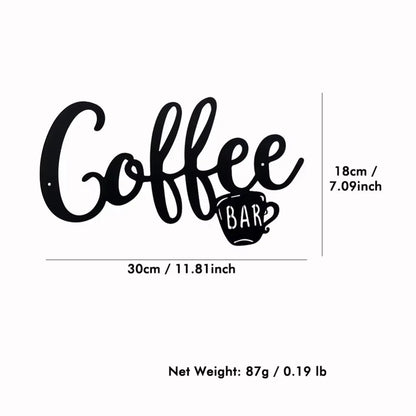 1pc Black Metal Coffee Cup Wall Sign – Stylish Hanging Decor for Coffee Bars & Home