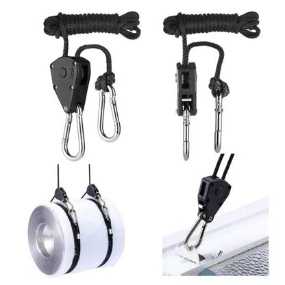 2PCS Heavy Duty Adjustable Ratchet Rope Hangers, 150lb Capacity, Tent Cargo Ties