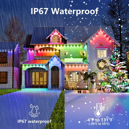 147FT 90LEDs Permanent Outdoor Light String APP Smart RGBIC Eaves LED Lights DIY Scene Modes Christmas Party Lighting Decoration