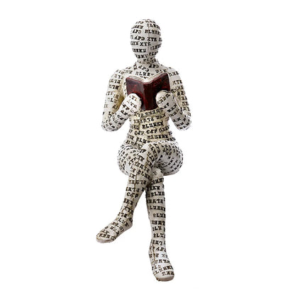 Reading Woman Statue Resin Sculptures Craft Home Room Desk Ornaments Decoration