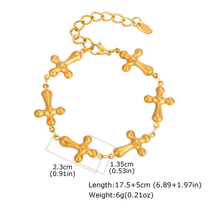 316L Stainless Steel Cross Bracelet for Women, Adjustable Chain Religious Christian Jewelry Daily Wear 2025 Trendy