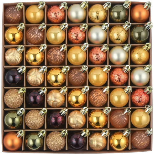 Mini Fall Ornaments Decorations for Tree 49ct 1.18inch Autumn Thanksgiving Tree Ornament Set Small Gold Orange Sh