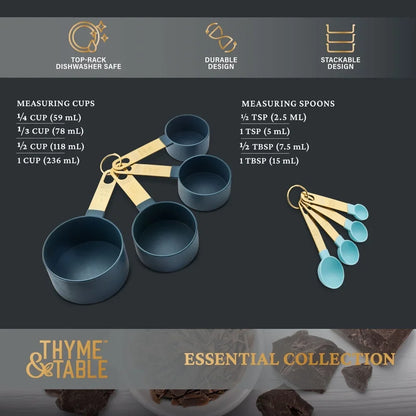 8 Piece Measuring Cup Spoon Set Kitchen Utensils Accurate Measurement Durable Easy Clean Nesting Design Perfect Baking Cooking