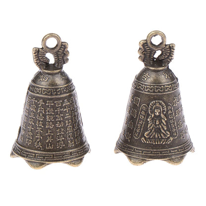 2Pcs Retro China's Mini Bronze Sculpture Pray Buddha Feng Shui Bell Home Garden Decorative Wind Bells Car Pendant Accessories